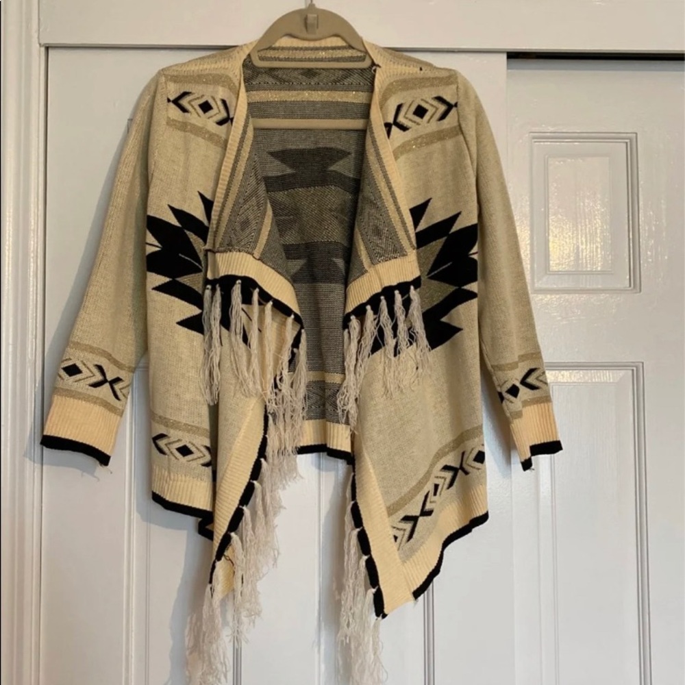 Tasseled open cardigan